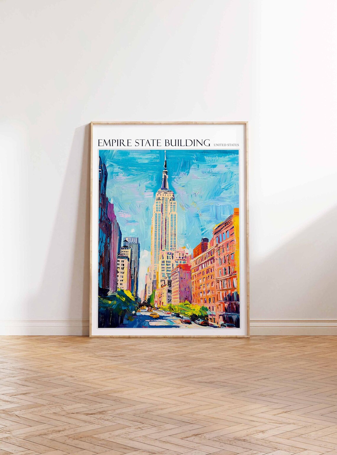 Empire State Building Swirling Blue Sky Manhattan Street Art Poster - Image 3
