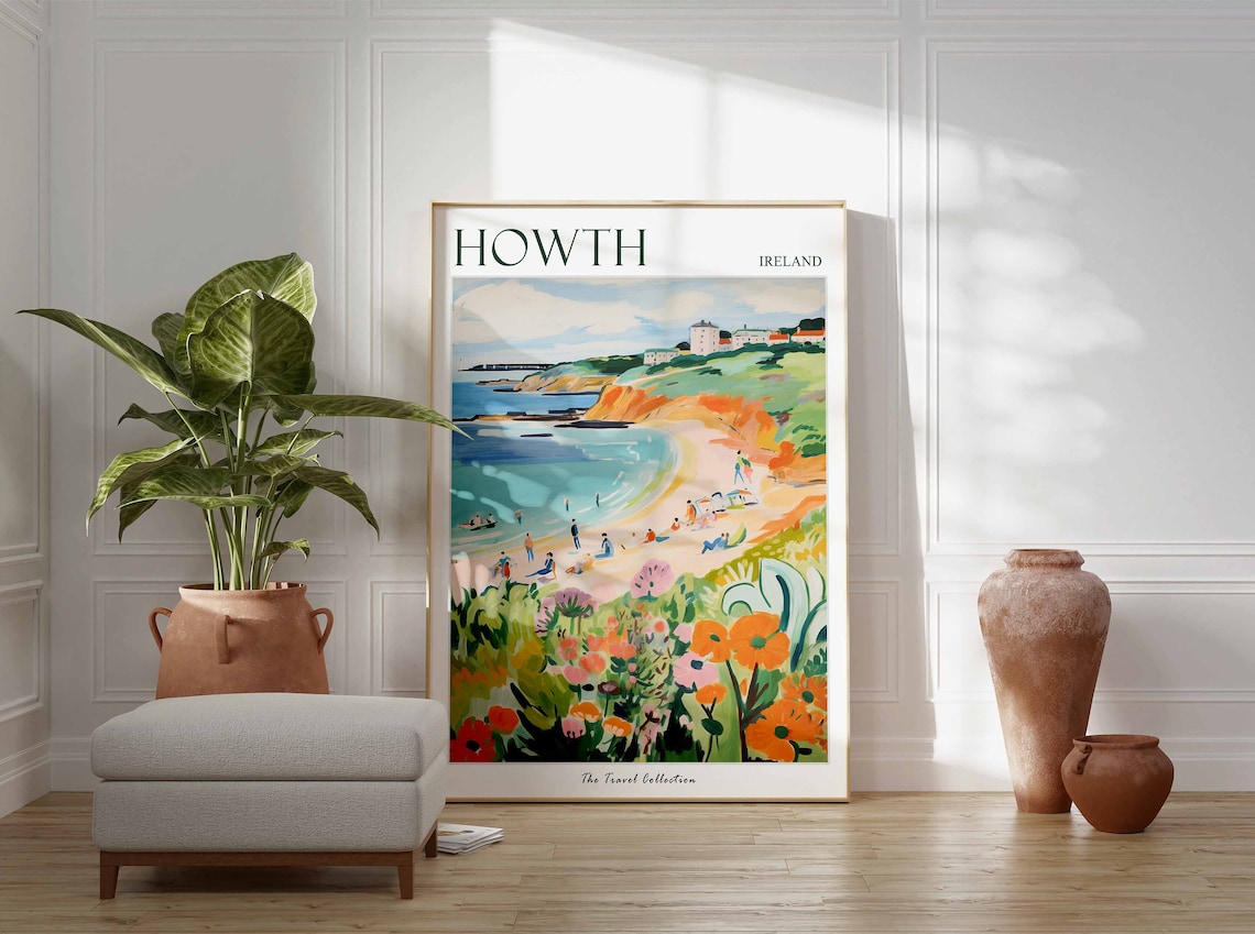 Howth Ireland Wildflower Cove Beach Headland Coast View Poster - Image 3