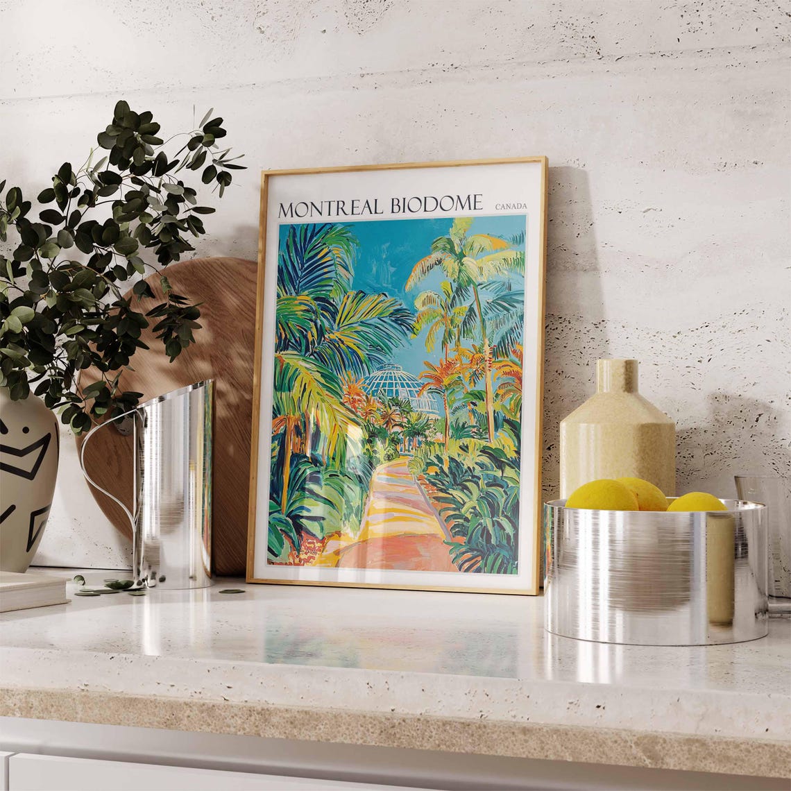 Montreal Biodome Canada Sunlit Palm Path to the Dome Travel Poster - Image 2