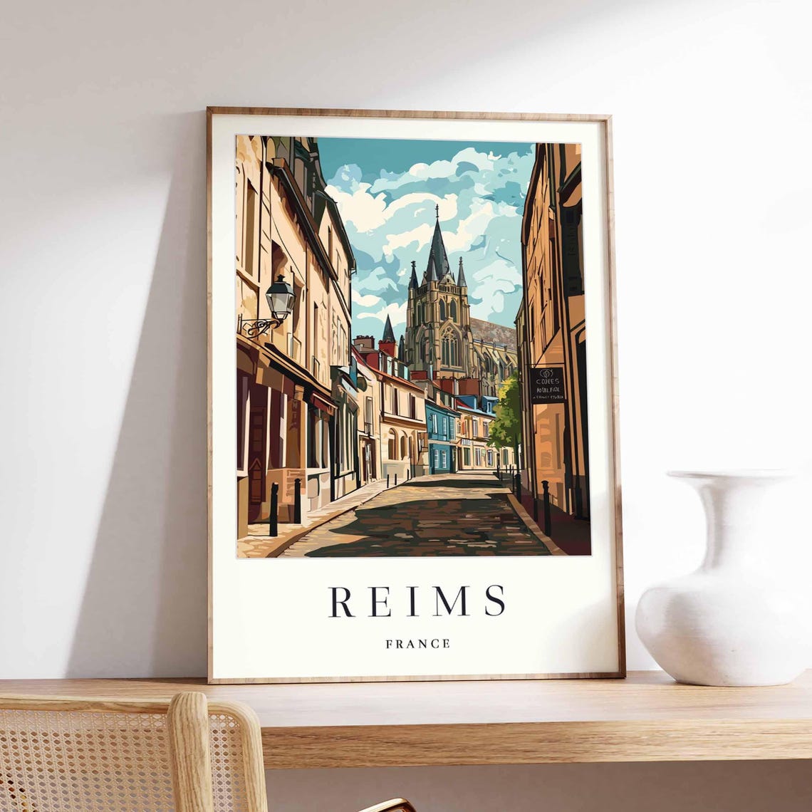 Reims Poster France Travel Print French Decor Europe European Wall Art City Gift