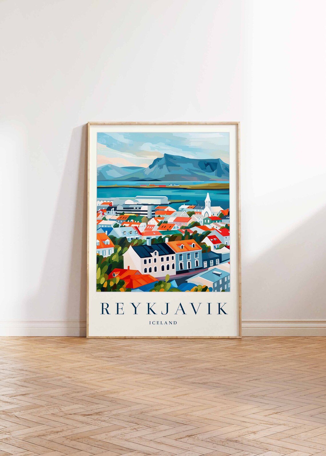 Reykjavik Iceland Aerial View Of Colorful Rooftops Travel Poster - Image 2