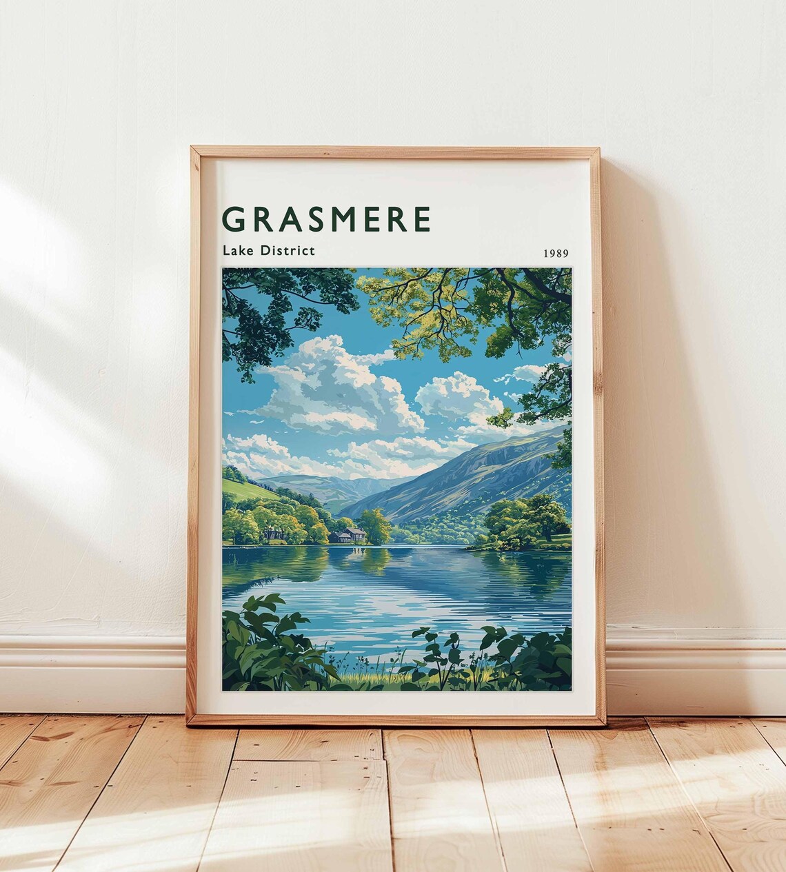 Grasmere Lake District Vintage Lake View 1989 Retro Travel Poster