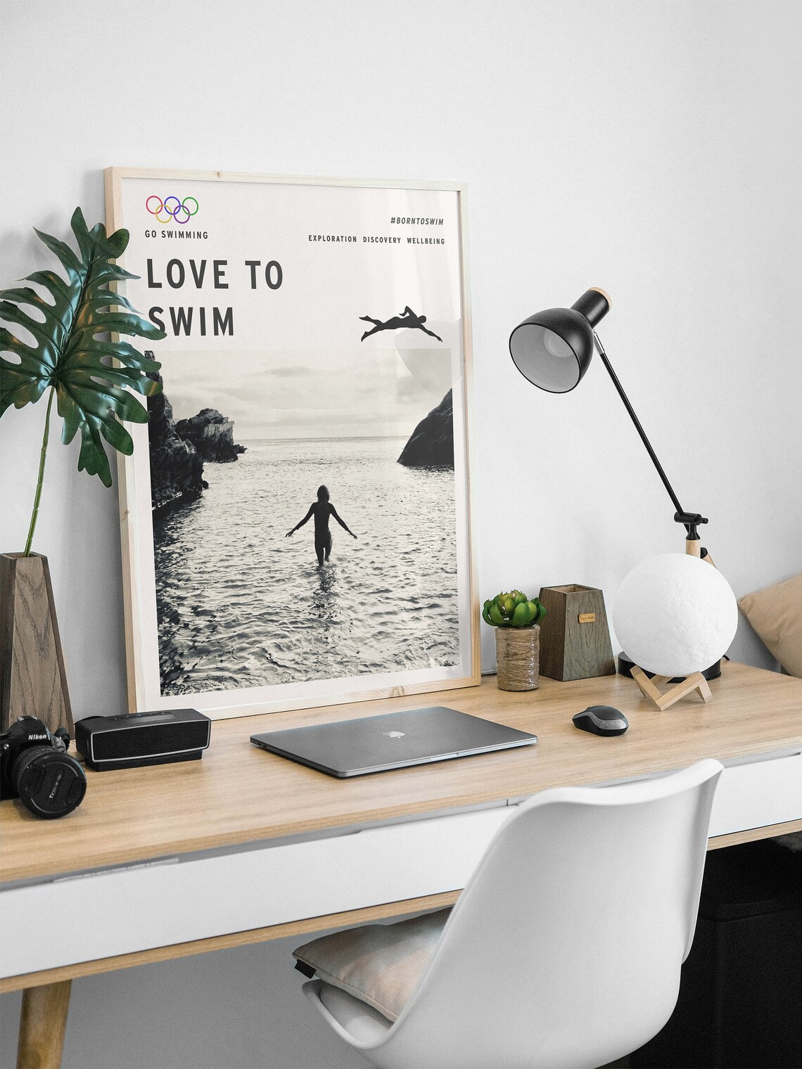 Love to Swim Motivational Open Water Swimmer Ocean Photo Poster - Image 2