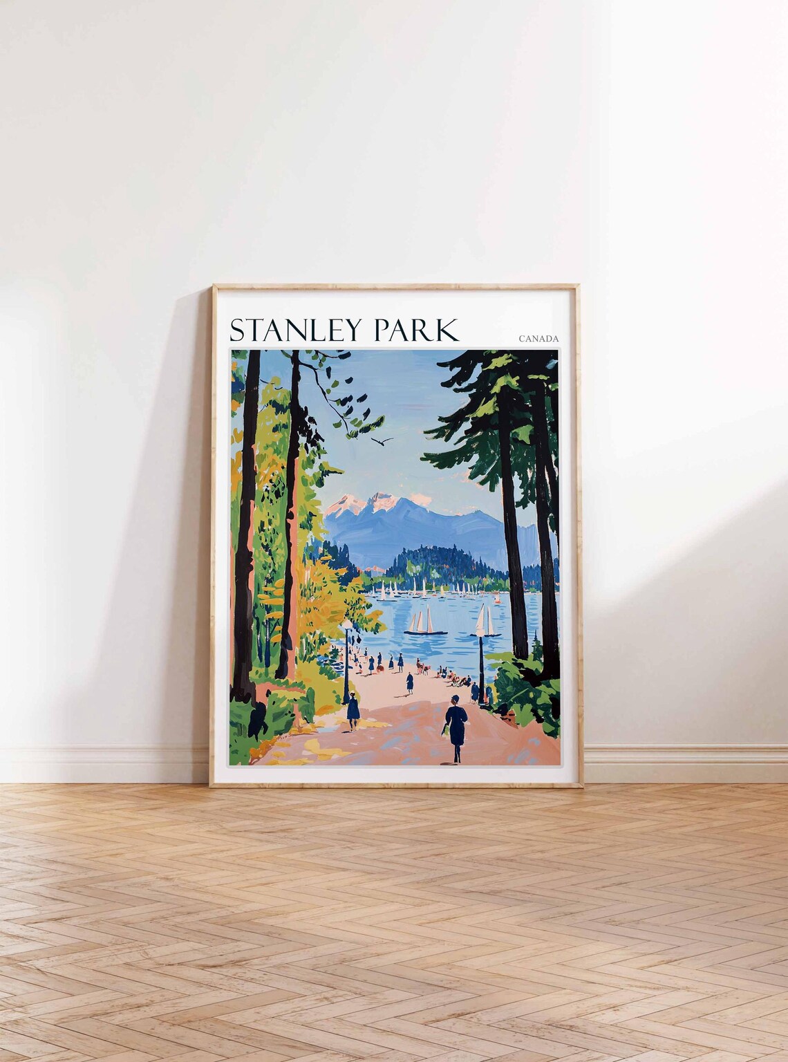 Stanley Park Vancouver Forest Path Sailboat Harbor View Travel Poster - Image 2