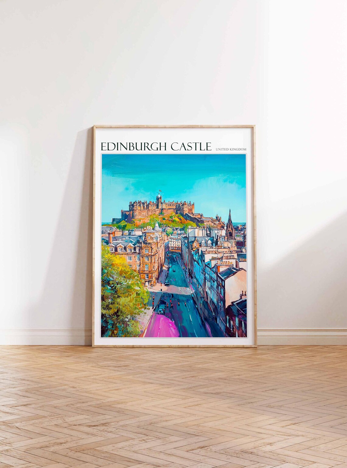 Edinburgh Castle United Kingdom Turquoise Sky City View Travel Poster - Image 3