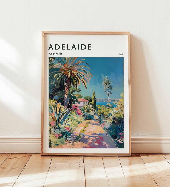 Adelaide Australia Travel Poster South Cityscape Wall Art