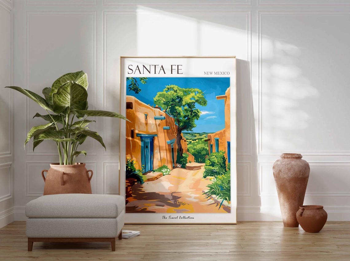 Santa Fe Poster New Mexico Travel Print New Mexican Decor North America Travel Poster City Print Santa Fe Gift Santa Fe Travel Poster - Image 3