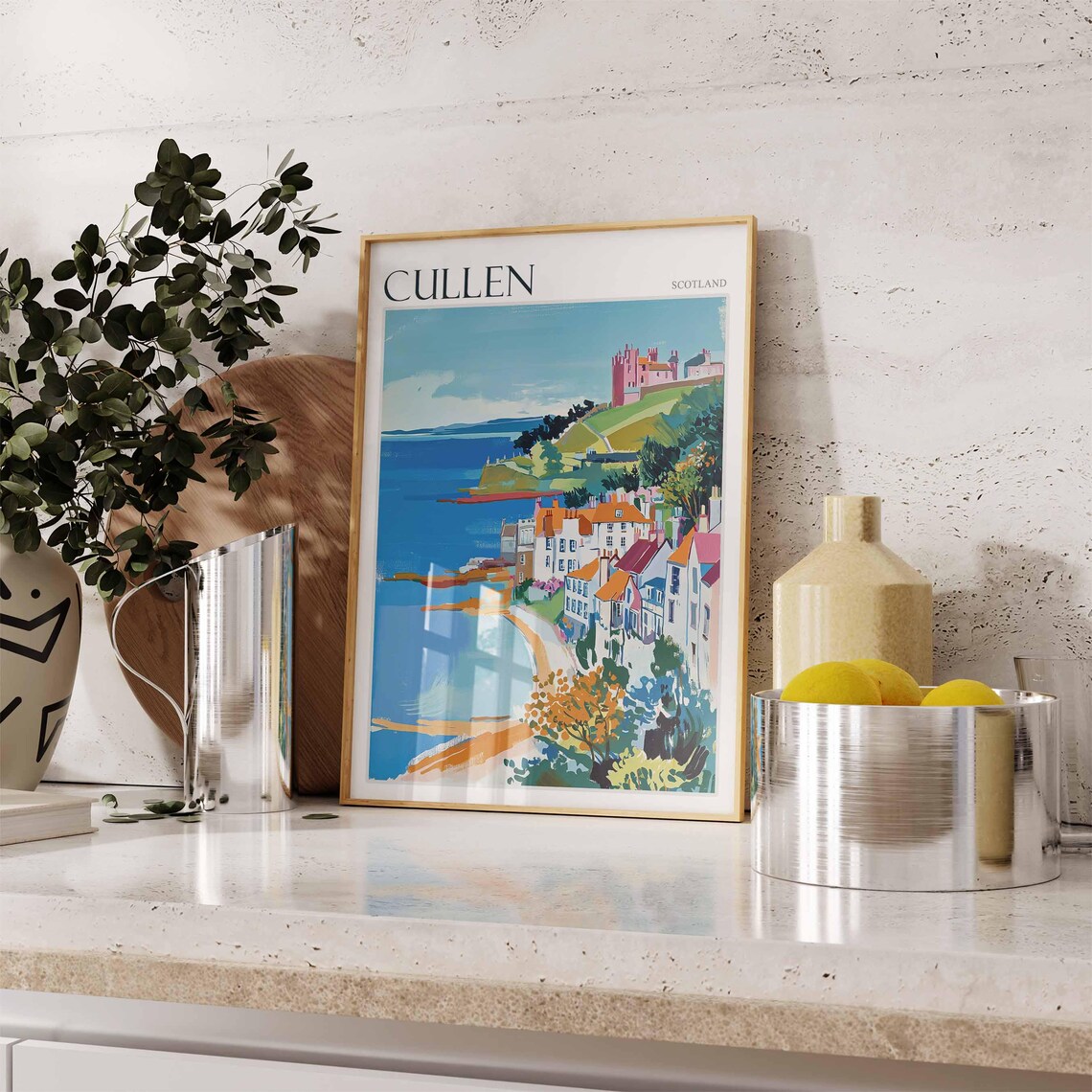 Cullen Scotland Harbor Town Below the Castle Cliff Art Poster - Image 2