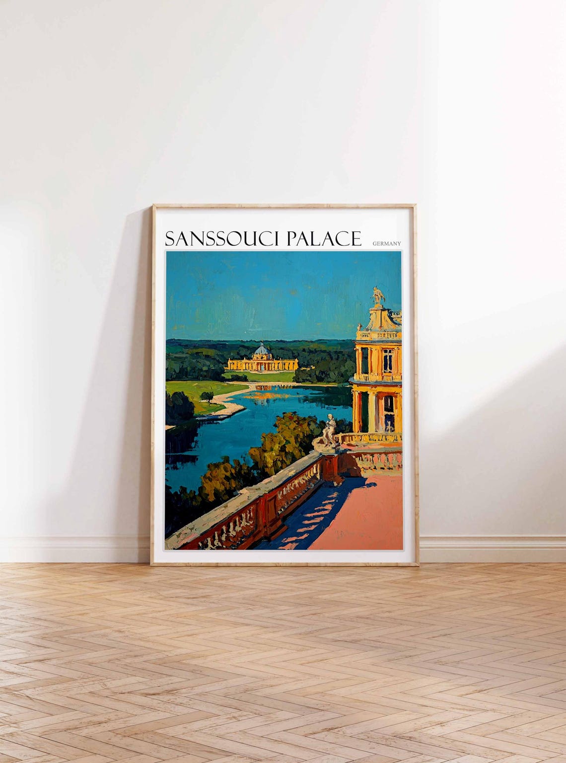 Sanssouci Palace Terrace Over Lake Distant Palace Germany Poster - Image 2