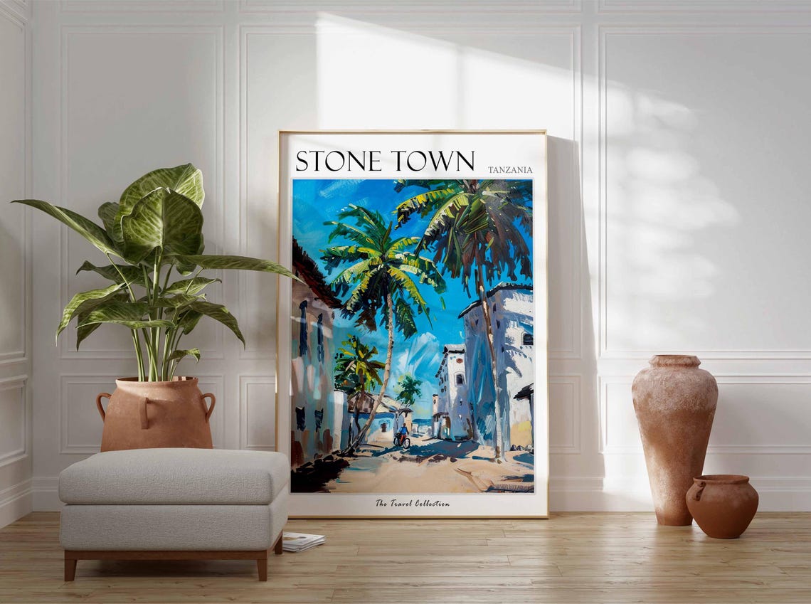 Stone Town Poster Tanzania Travel Print Tanzanian Decor Africa Travel Poster African Wall Art Stone Town Gift Stone Town Travel Poster - Image 2