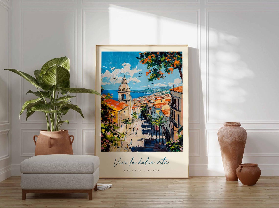Catania Poster Catania Travel Print Catania Travel Art Catania Wall Art Italy Art Italy Travel Decor Italian Travel Gift - Image 3