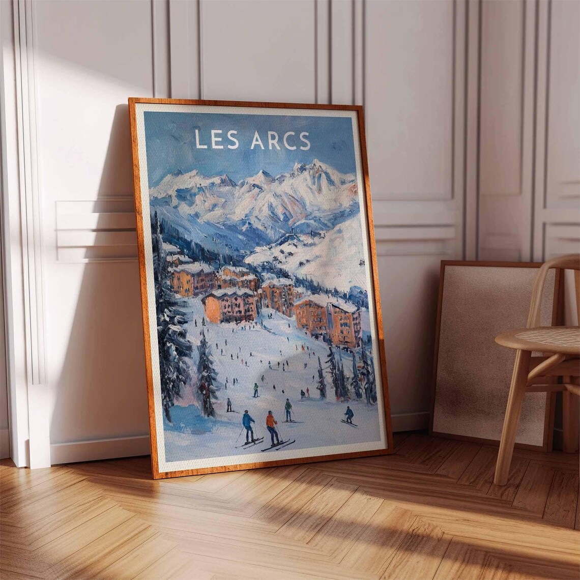 Les Arcs France Skiers Village Alpine Slopes Winter Ski Travel Poster - Image 3