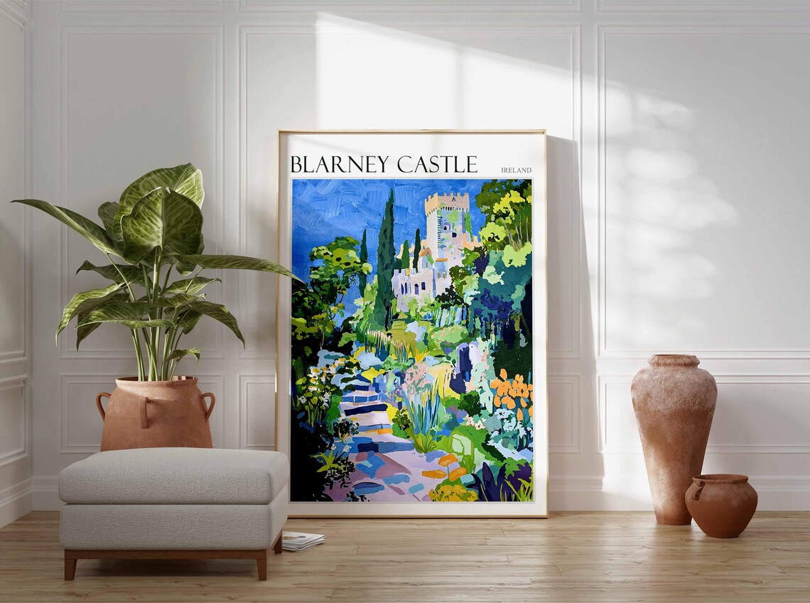 Blarney Castle Ireland Flower Gardens Colorful Painterly Poster - Image 2