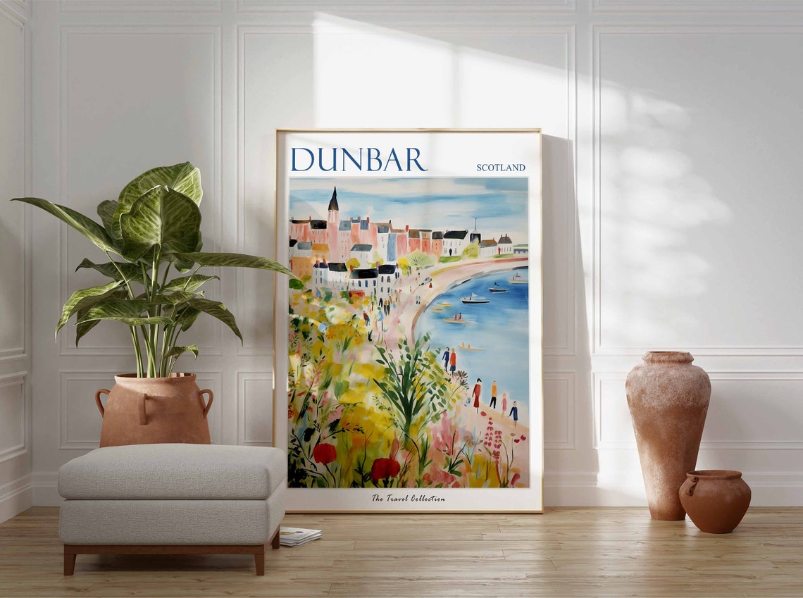 Dunbar Scotland Harbor View Through Wildflowers Travel Poster - Image 3
