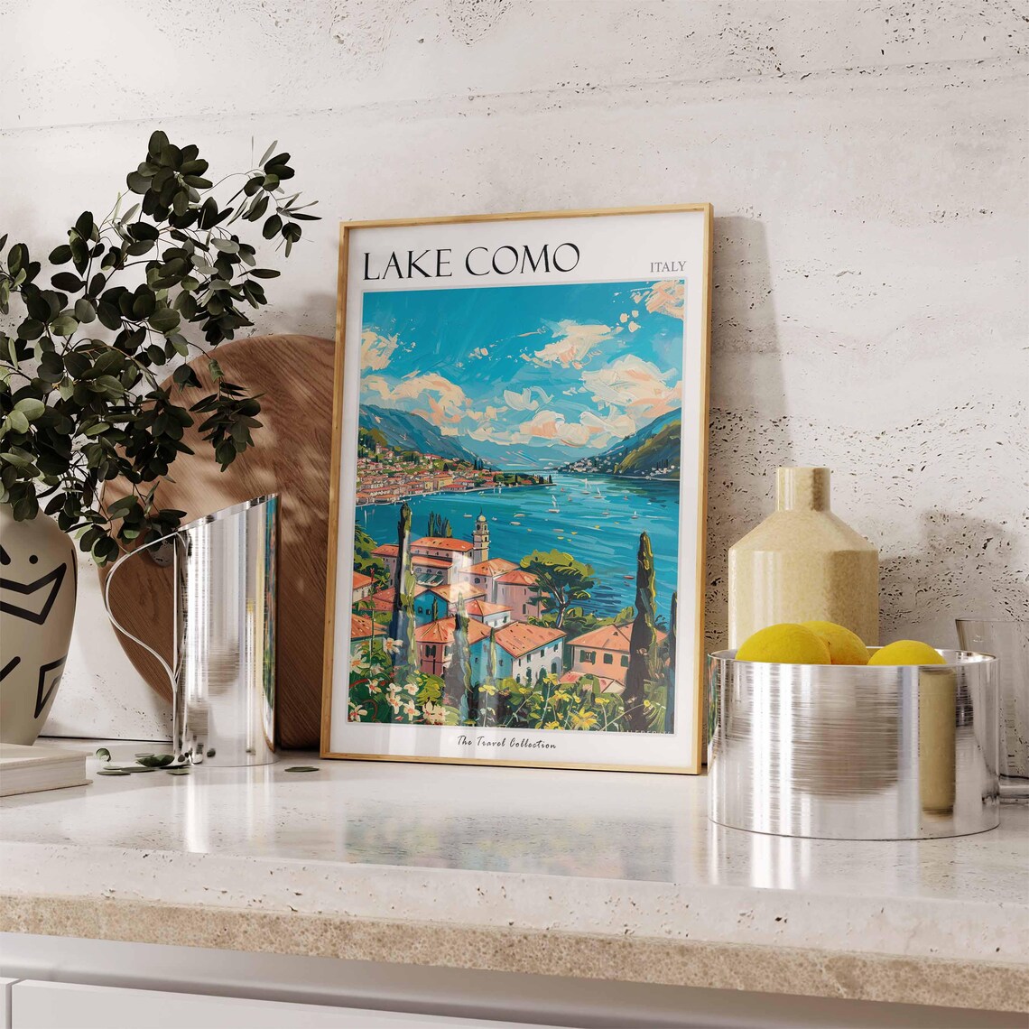 Lake Como Italy Wildflowers Lake Panorama Village Travel Poster - Image 2