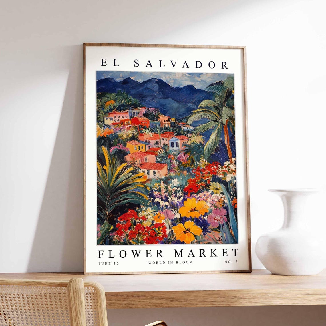 El Salvador Flower Market Poster Print Salvadoran Floral Wall Art Decor Botanical Central America Travel