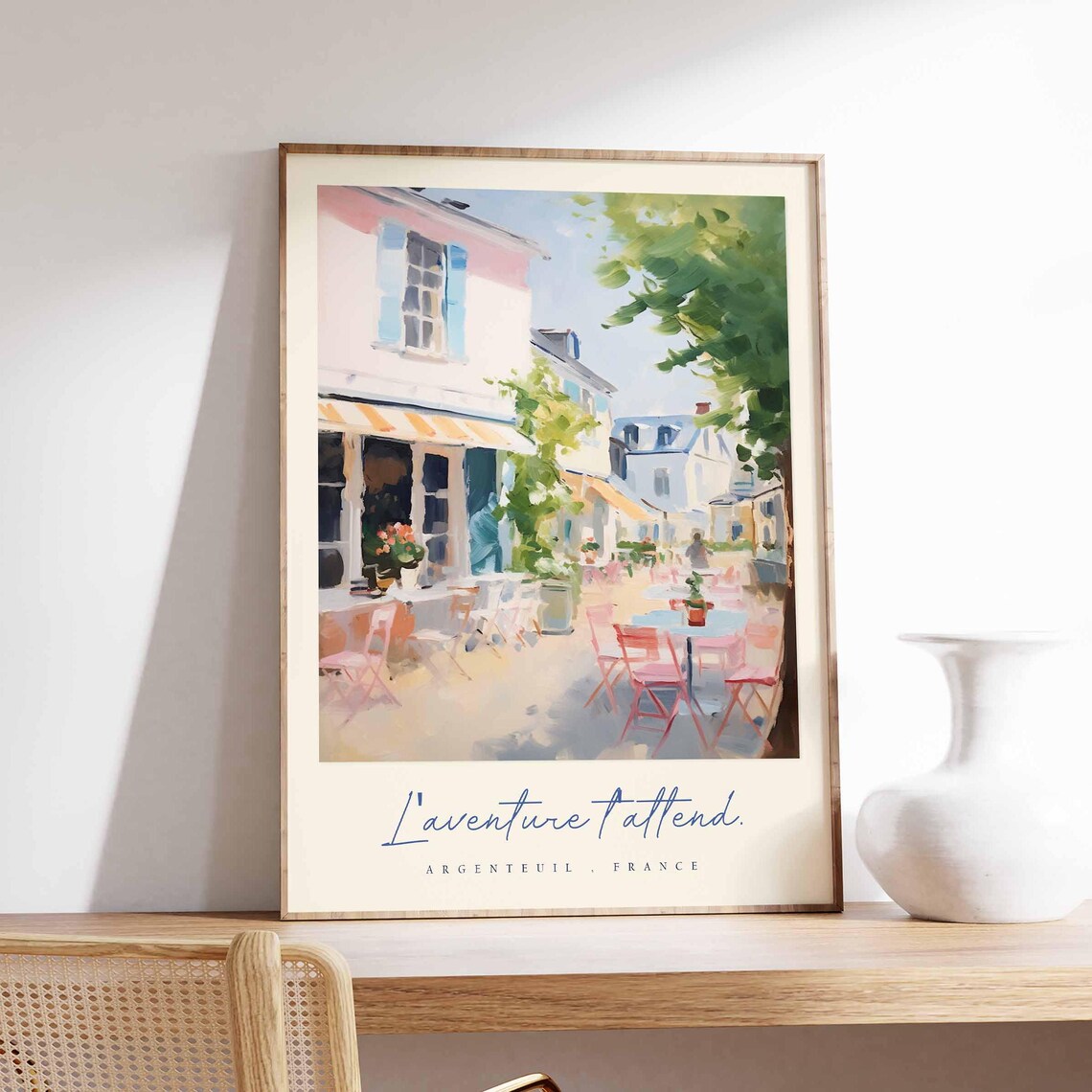 L'Aventure t'Attend Argenteuil France Pink Cafe Street Poster