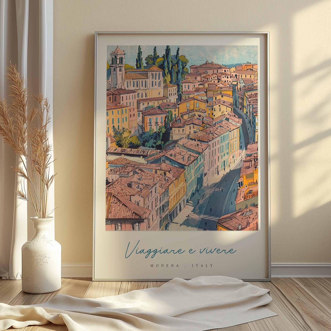 Modena Rooftops Aerial Bell Tower Panorama Italy Travel Poster - Image 2