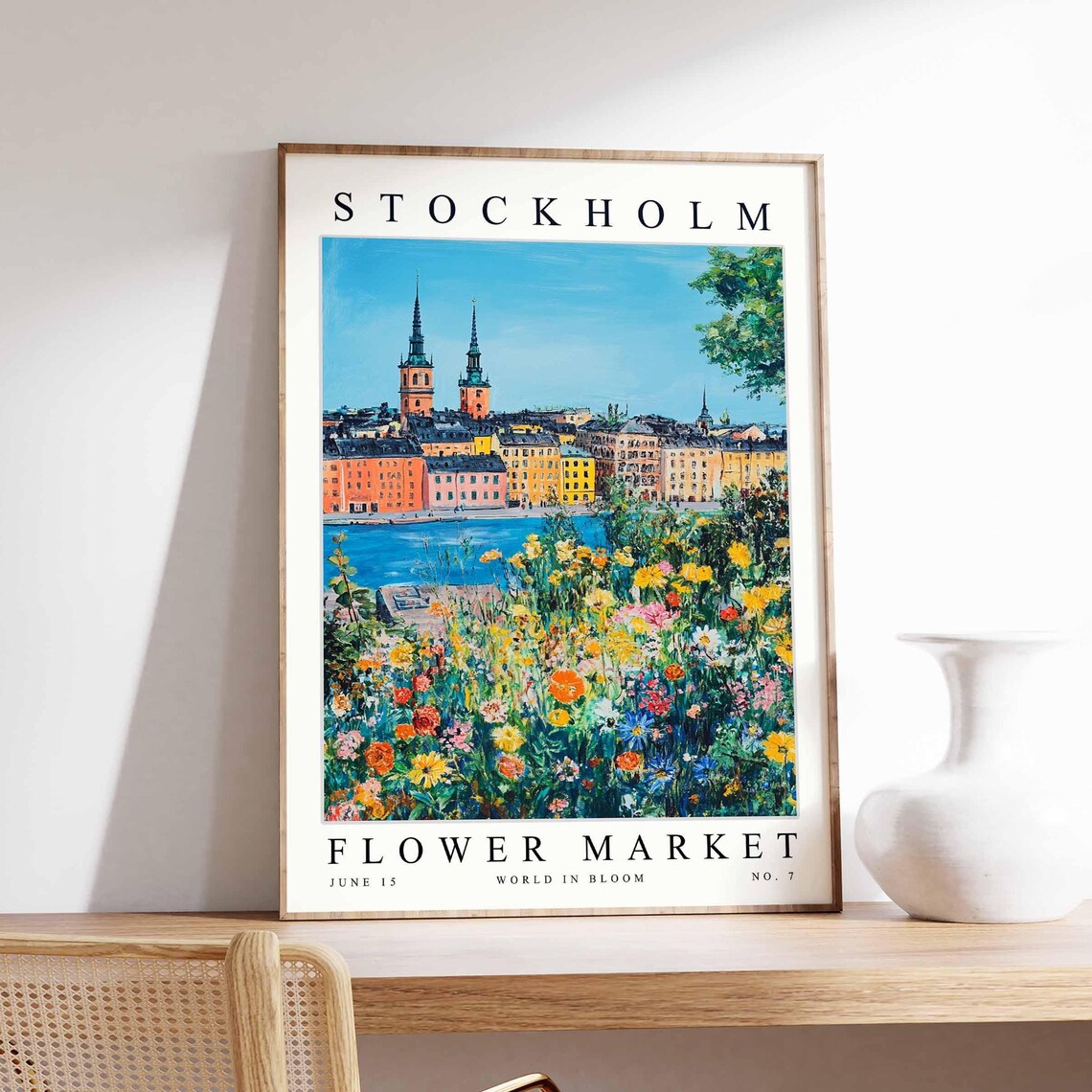 Stockholm Flower Market Twin Spires Harbor Wildflower Meadow Poster