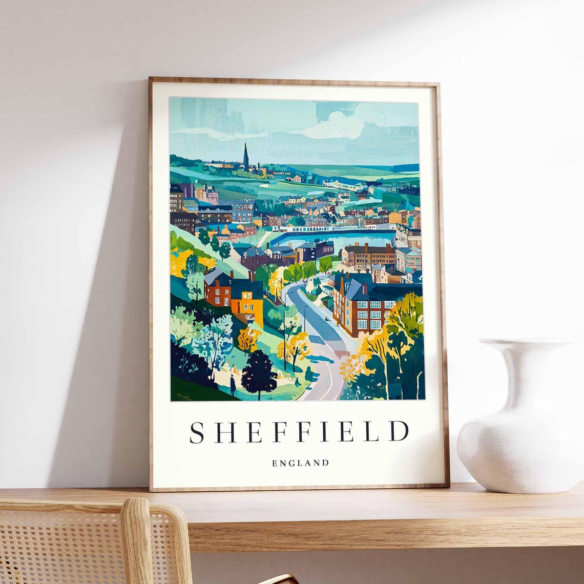 Sheffield England Panoramic Valley Winding Road Vista Poster