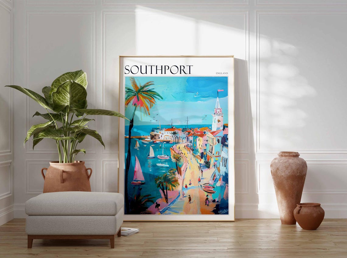 Southport Poster Uk Travel Poster Seaside Art Poster British Wall Decor Southport Wall Art Southport Wall Decor Southport Travel Print - Image 2