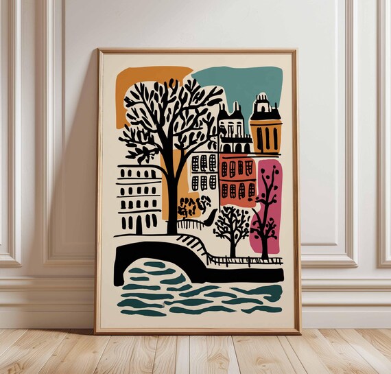 Little Venice London Canal Bridge Midcentury Line Art Poster