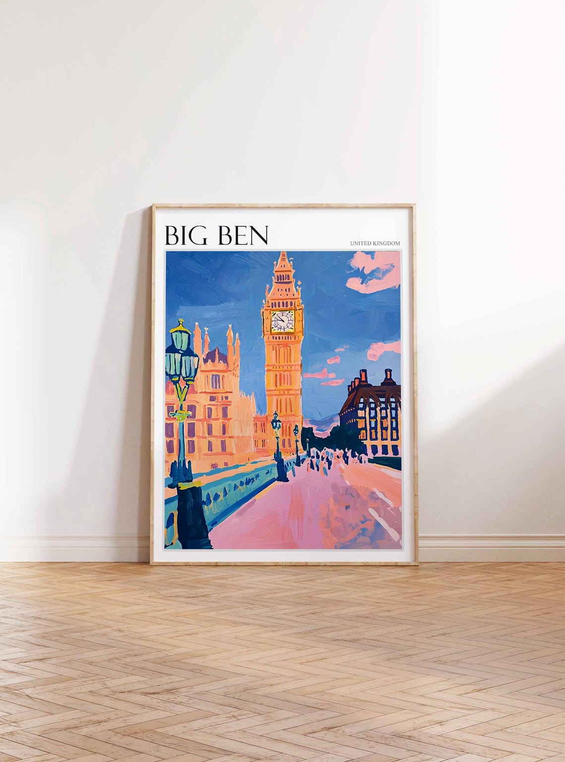 Big Ben United Kingdom Pink Sunset Over Westminster Bridge Poster - Image 3