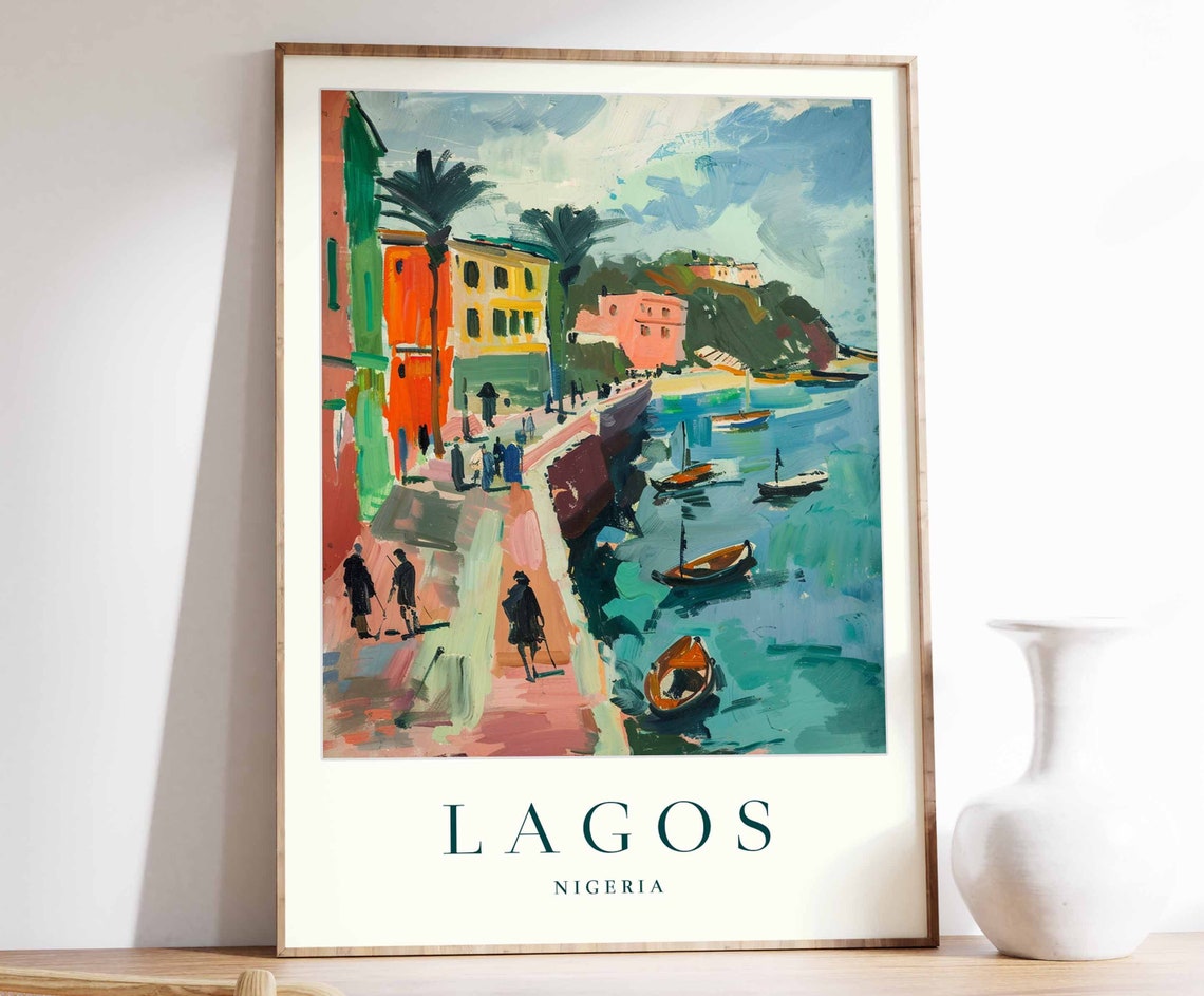 Lagos Poster Lagos Travel Print Nigeria Wall Art Nigerian Travel Print Tropical Decor City Print Lagos Gift Lagos Travel Poster