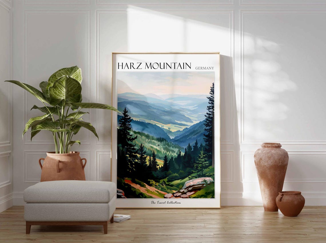 Harz Mountain Germany Pine Forest Valley Travel Collection Poster - Image 3