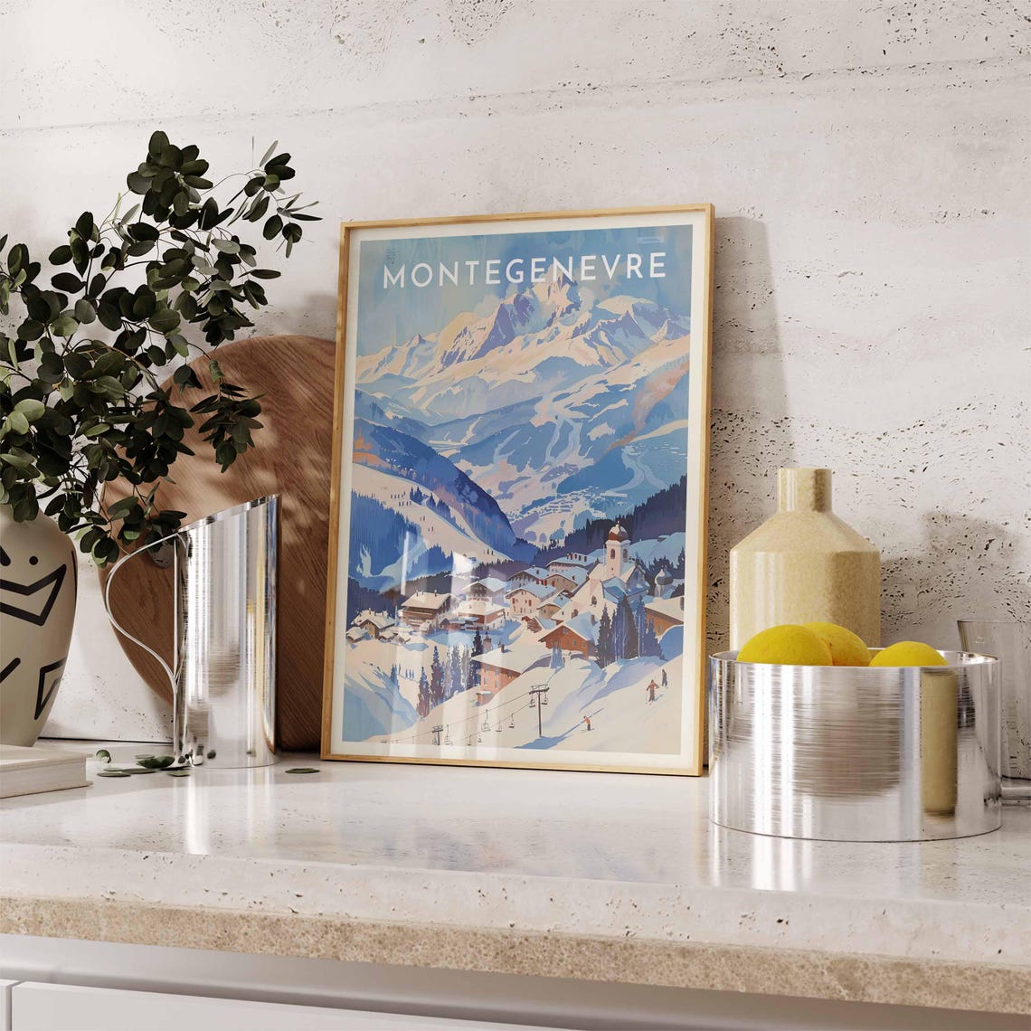 Skiing Travel Poster Montgenvre Ski Print France Travel Print Skiing Art Skiing Print Winter Sport Art Ski Gift - Image 2