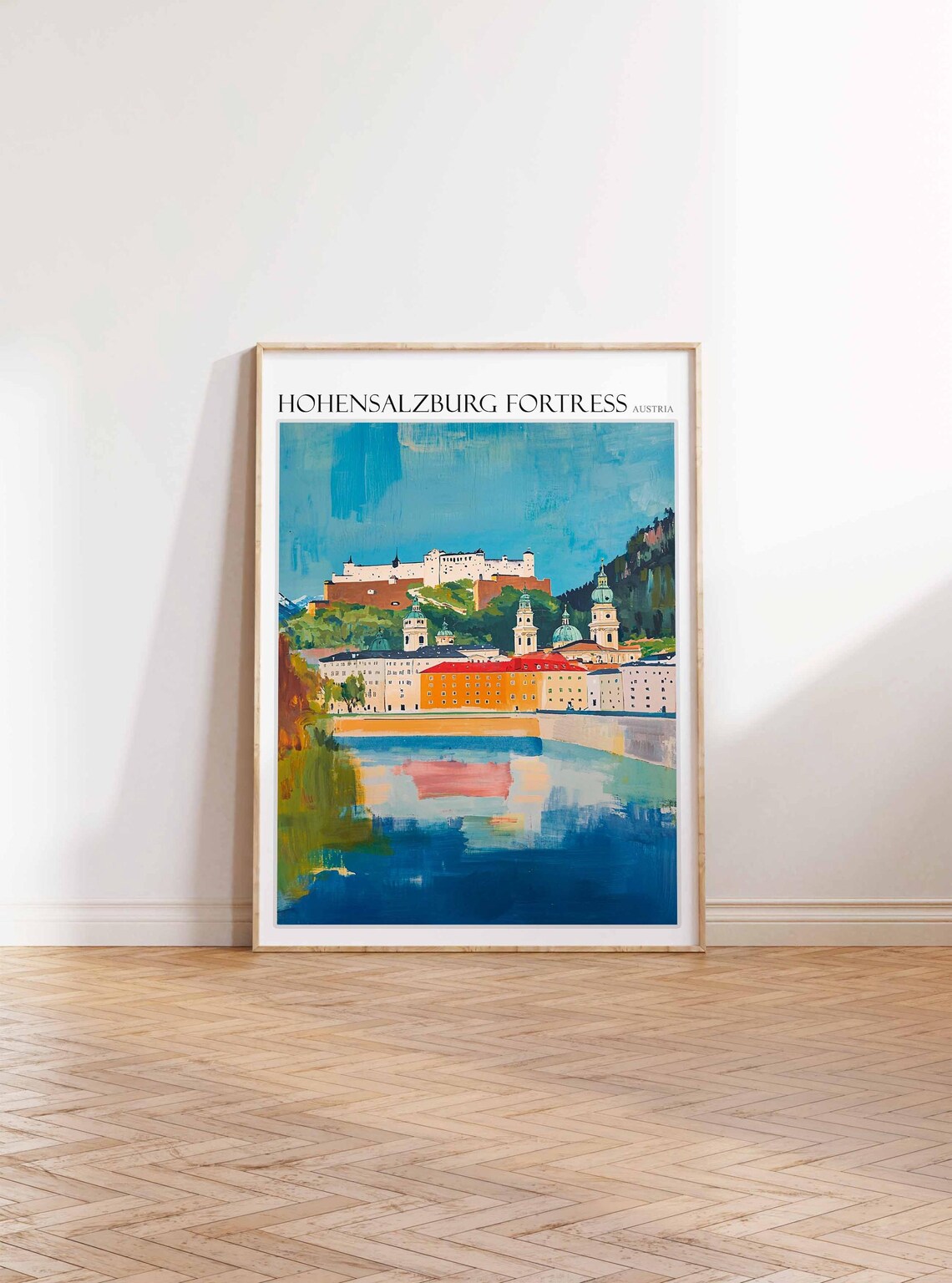 Hohensalzburg Fortress Austria River Town View Travel Poster - Image 2