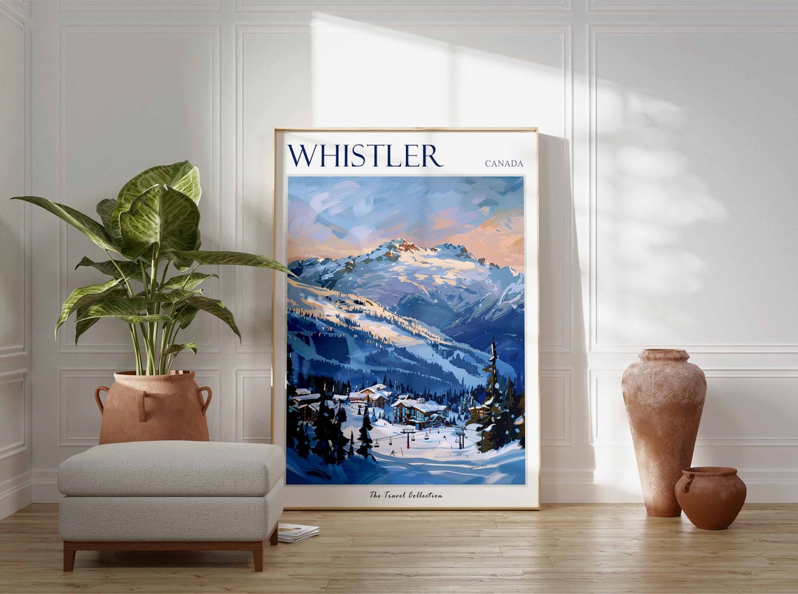 Whistler Canada Snowy Mountain Ski Resort Sunset Village Poster - Image 3