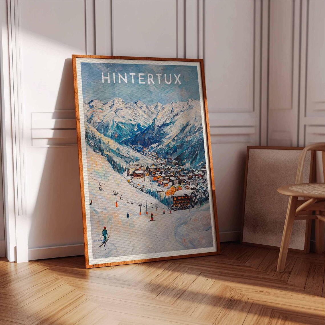 Hintertux Austria Painterly Skiers On Snowy Slopes Vintage Poster - Image 2
