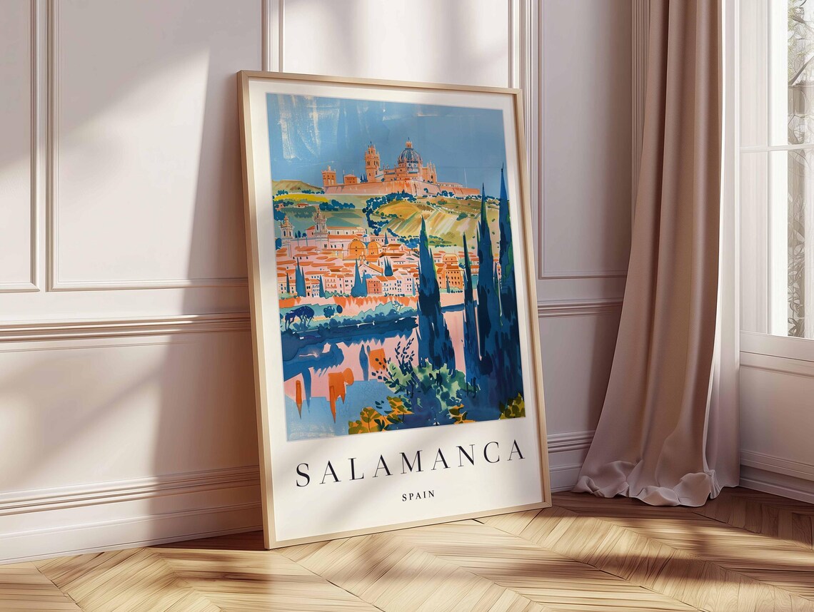 Salamanca Spain Cathedral on the Hill by the River View Poster - Image 2
