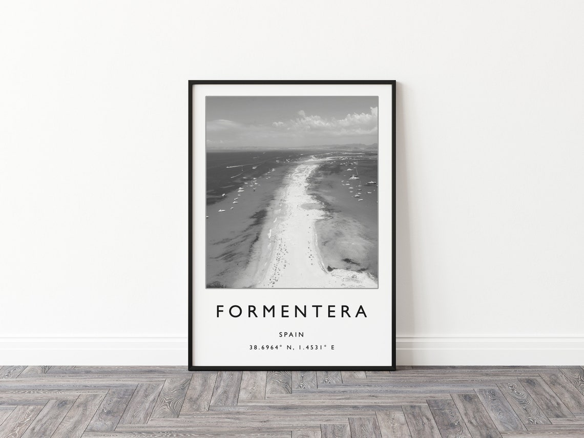 Formentera Travel Print Formentera Travel Poster Spain Travel Print Beach Travel Poster Sea Travel Art Black And White Travel Gift - Image 2