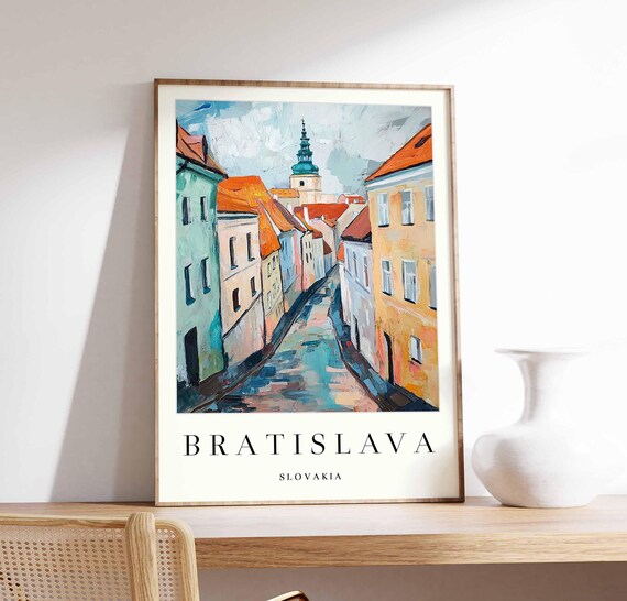 Bratislava Old Town Green Tower Expressive Painted Street Poster