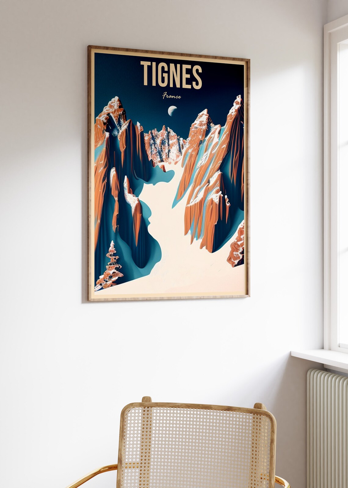 Tignes France Bold Alpine Ski Peaks Retro Mountain Travel Poster - Image 3