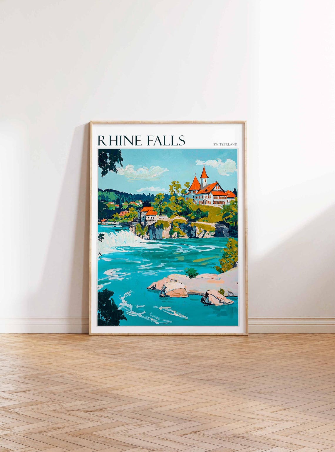 Rhine Falls Poster Rhine Falls Travel Print Swiss Decor Europe Travel Poster European Wall Art Switzerland Wall Art Botanical Decor - Image 2