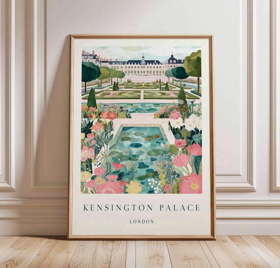 Kensington Palace Travel Poster, Royal London Landmark