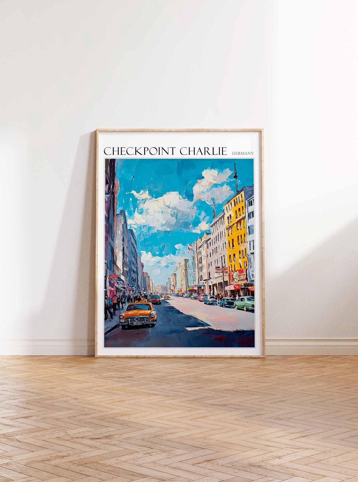 Checkpoint Charlie Berlin Yellow Car Classic Street Scene Poster - Image 3