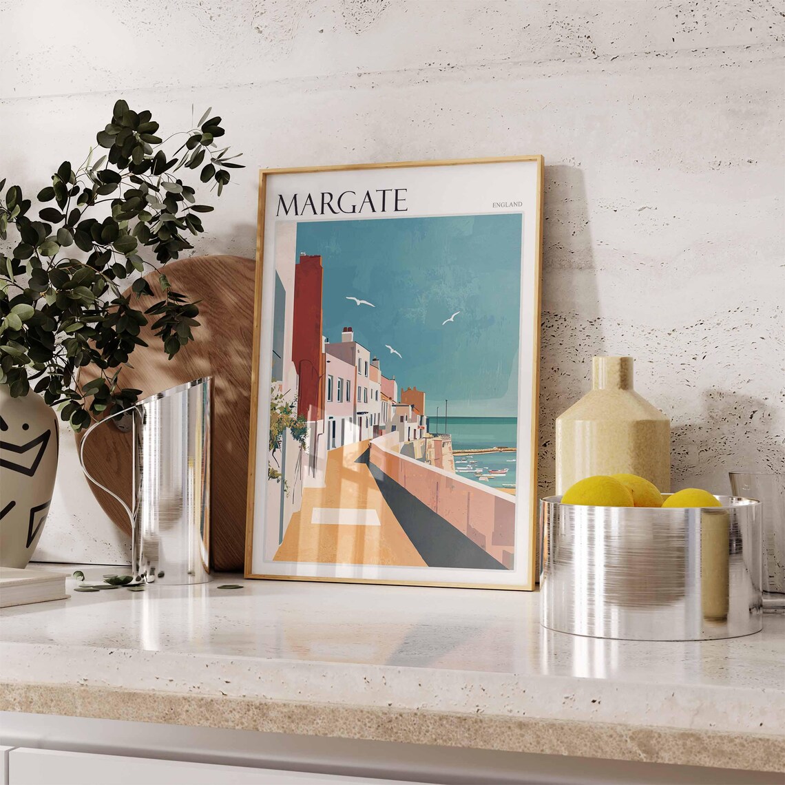 Margate England Retro Promenade Seagulls Minimalist Art Poster - Image 2