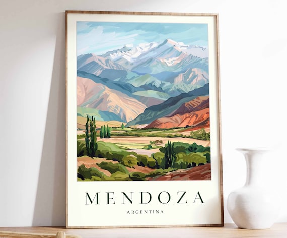 Mendoza Poster Mendoza Travel Print Argentina Wall Art Latin Decor Tropical Decor City Print Mendoza Gift Mendoza Travel Poster