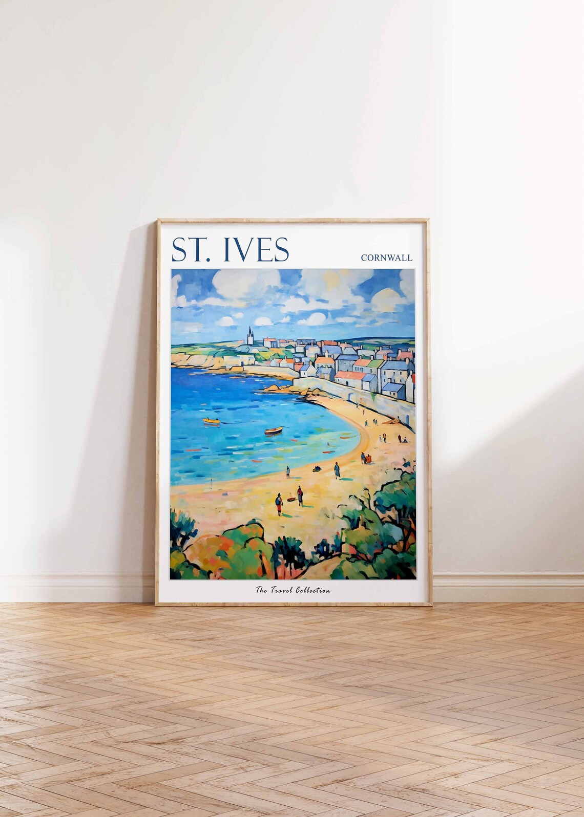 St. Ives Cornwall Harbor Boats Beach Cliff Town Travel Poster - Image 2