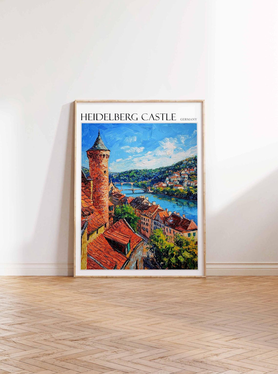 Heidelberg Castle Tower Rooftops River View Germany Travel Poster - Image 3