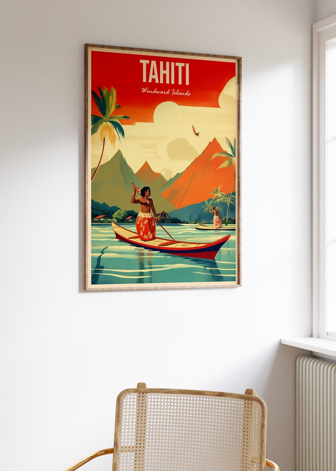 Tahiti Travel Print Tahiti Travel Poster Tropical Island Travel Wall Art Colourful Travel Art Vintage Travel Travel Gift A1a2a3a4 - Image 3