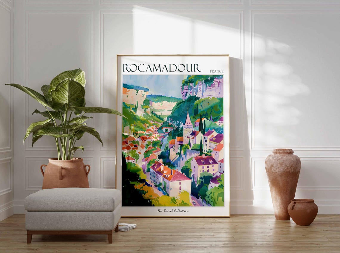 Rocamadour Poster France Travel Print French Decor Europe Travel Poster European Wall Art Rocamadour Gift Rocamadour Travel Poster - Image 3
