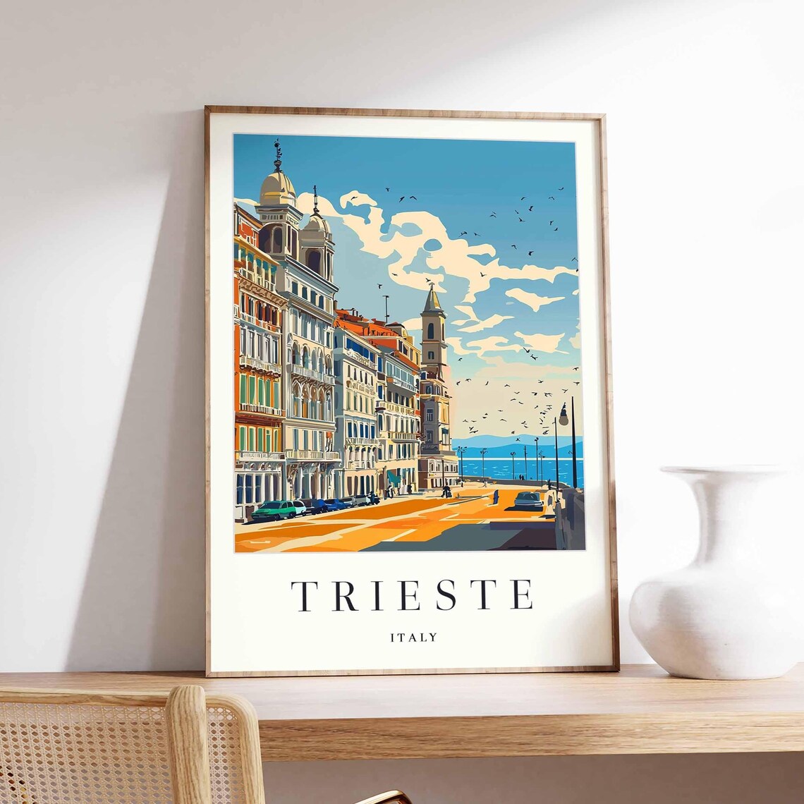 Trieste Italy Grand Street Domed Buildings Adriatic City Poster
