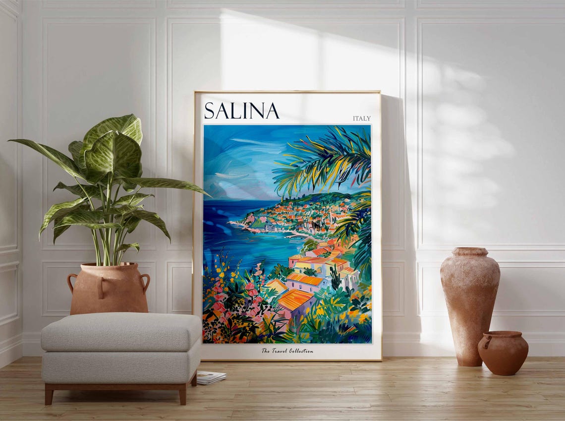 Salina Poster Salina Travel Print Italy Wall Art Italian Travel Print Italian Decor Italian Gift Salina Wall Art - Image 2