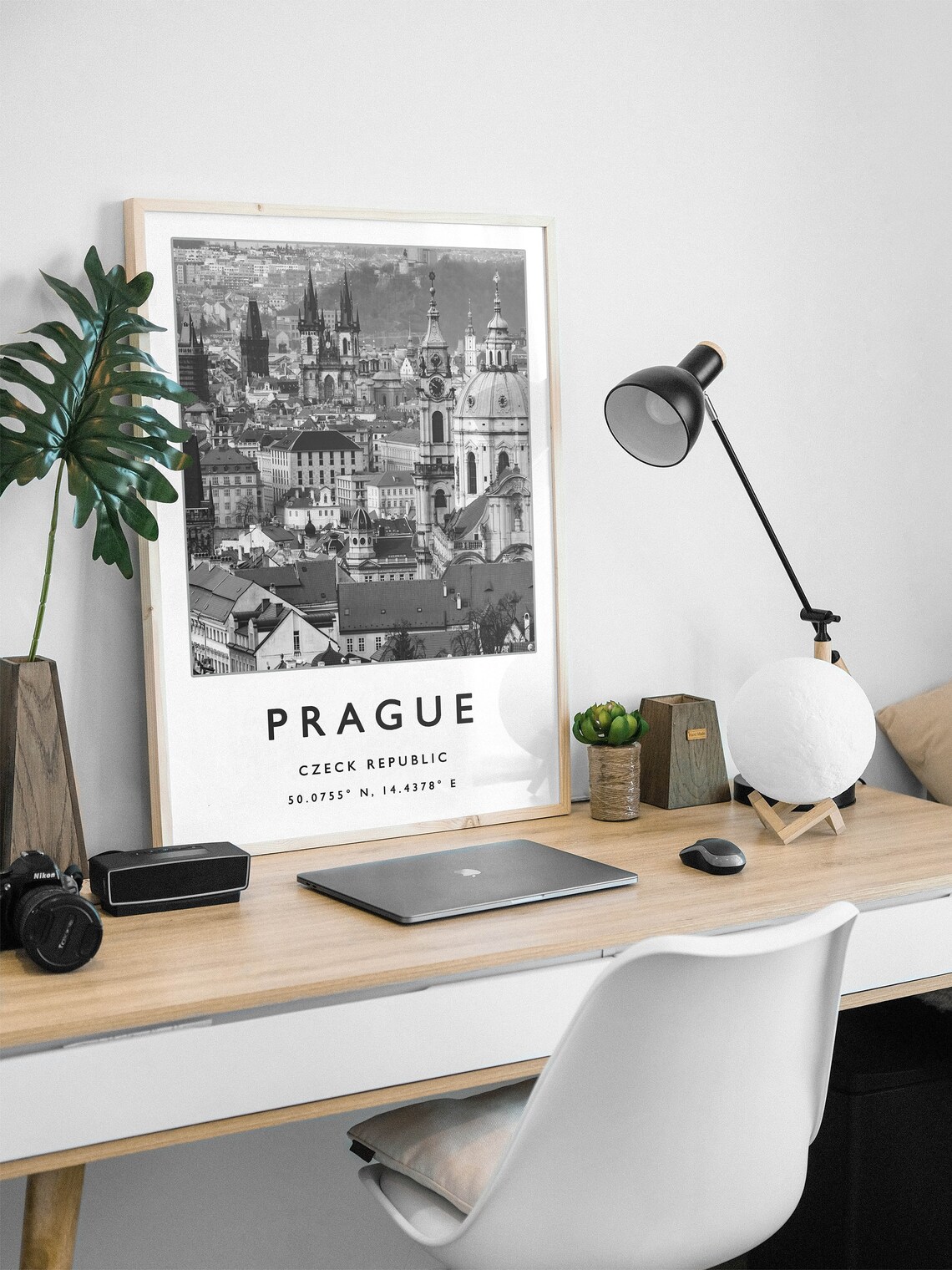 Prague Czech Republic Black and White Historic Old Town Poster - Image 2