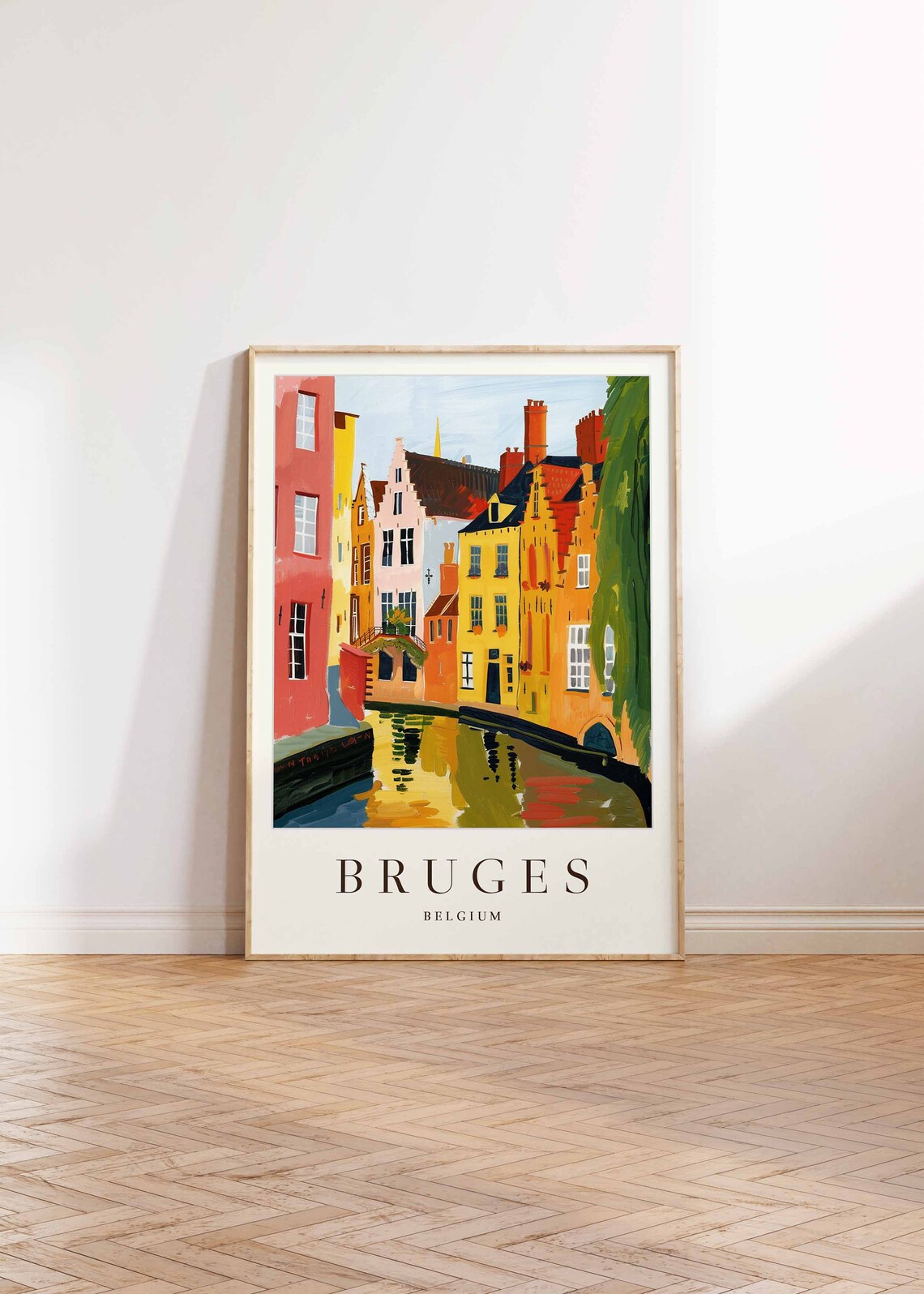 Bruges Poster Bruges Travel Print Belgium Wall Art Belgian Travel Print Tropical Decor City Print Bruges Gift Bruges Travel Poster - Image 2